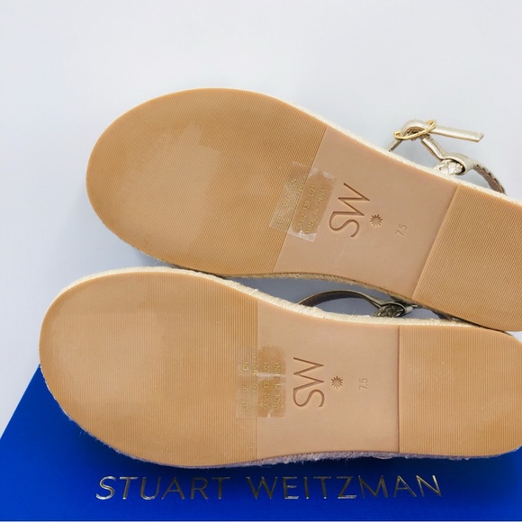Stuart Weitzman Mykonos Braided Metallic Nappa Espadrille sandals Size US 7.5 B - Picture 10 of 12